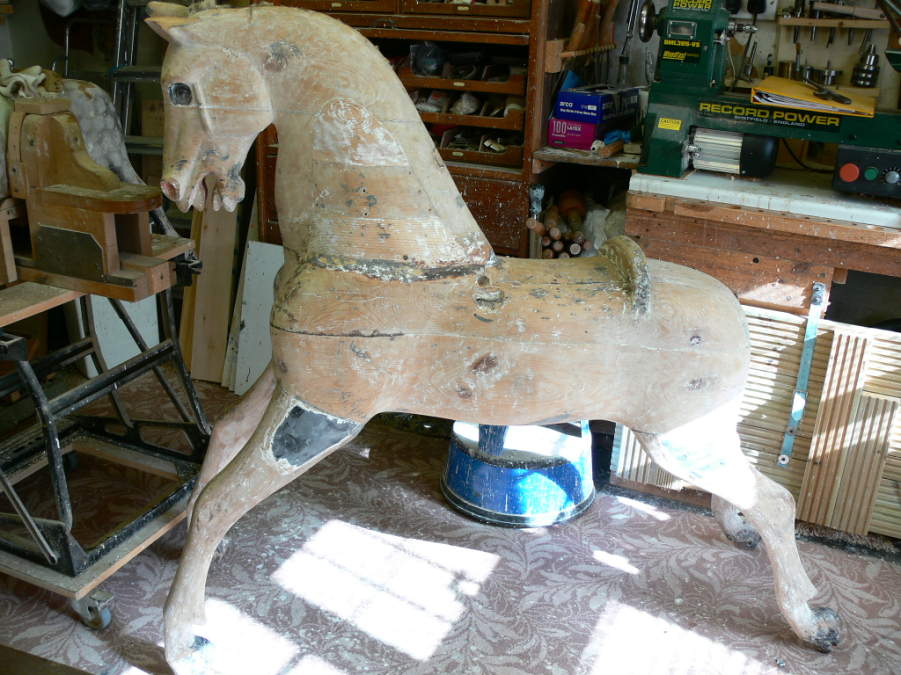 58 inch Ayres Rocking Horse Before Restoration